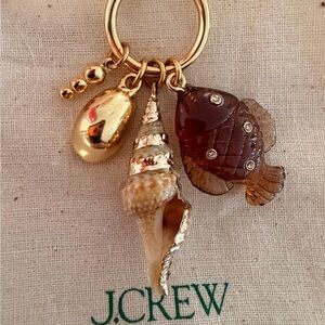 J. Crew Gold and Brown Shell & Fish Charm Necklace